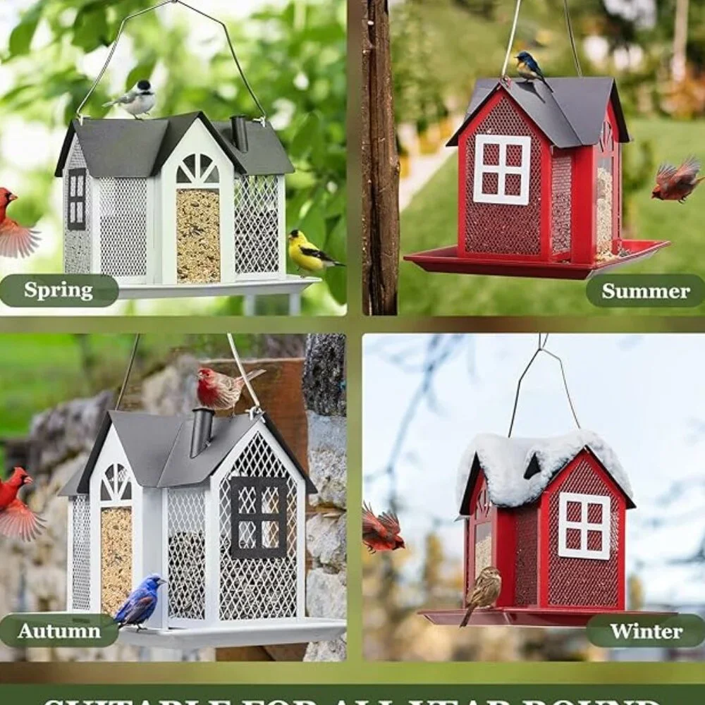 Metal bird feeder house